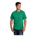 A man wearing a green Port & Company short sleeve t-shirt.