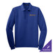 A royal blue Port Authority long sleeve polo shirt.