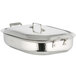 Bon Chef 60023CLDHF Cucina 5 Qt. Hammered Finish Stainless Steel Oblong Pan with Lid, Handles, and Induction Bottom - 15 inch x 11 1/4 inch x 3 inch