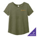 A women's olive green AllMade tri-blend T-shirt with a logo on it.