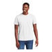 A man wearing a white District® combed ring-spun cotton T-shirt.