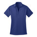 A medium royal blue Port Authority women's short sleeve polo shirt with a collar.