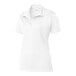 A white Sport-Tek women's short sleeve polo shirt.