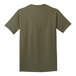 A back view of a Port & Company olive drab green t-shirt.