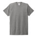 An AllMade grey customizable t-shirt with a white collar.