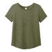 A close-up of a green AllMade short-sleeve t-shirt with a scoop neck.