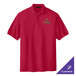 A red Port Authority polo shirt with a green logo.