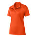 A Sport-Tek women's polo shirt in orange with a collar.
