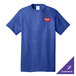 A Port & Company heather royal blue short sleeve t-shirt with a logo on it.
