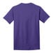 A close-up of a purple Port & Company t-shirt.