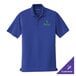 A true royal blue Port Authority polo shirt with a green logo.