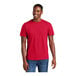 A man wearing a District® classic red short sleeve t-shirt.