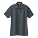A steel gray Port Authority women's polo shirt with a collar.