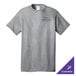 A Port & Company athletic heather short sleeve t-shirt in gray with a logo on it.
