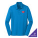 A brilliant blue Port Authority long sleeve polo shirt.