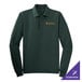 A medium dark green Port Authority long sleeve polo shirt with gold embroidery.