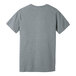 A close-up of the back of a grey Bella + Canvas t-shirt.