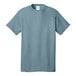 A stonewashed blue Port & Company T-shirt.