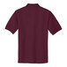 A back view of a burgundy Port Authority silk touch polo shirt.