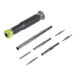 A close-up of the Klein Tools 14-in-1 Precision Screwdriver with bits.
