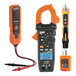 A close-up of a black and orange Klein Tools digital multimeter.