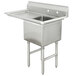 A stainless steel Advance Tabco one compartment sink with a left drainboard.