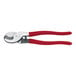 A close-up of the Klein Tools Cable Cutter 63050 with red handles.