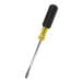 A yellow screwdriver with a black handle and a square shank.