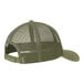 A close-up of the back of a Port Authority Olive Drab Green trucker cap with mesh.