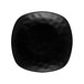 A black square Elite Global Solutions melamine plate with rounded edges.