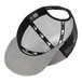 A New Era heather gray and black trucker cap with mesh back.