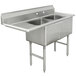 A stainless steel Advance Tabco commercial sink with two bowls and a left drainboard.