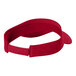 A close-up of a red Visor Sport-Tek with a small white band.