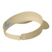 A beige Port & Company visor with a blue tag.