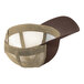 A brown and khaki Sport-Tek trucker cap with a mesh back.