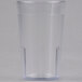 A close-up of a clear Cambro plastic tumbler.