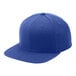 A blue baseball cap with a white background.