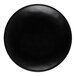 A close up of an Elite Global Solutions black melamine plate with a black circle in the middle.