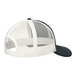 A white and navy Port Authority trucker cap with a mesh back.