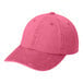 A pink Port Authority dad cap with a buttoned front.