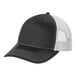 A gray and white Port Authority 5-panel trucker cap with mesh back.