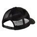 A black Sport-Tek trucker cap with a camo mesh back.