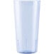 A close-up of a Cambro slate blue plastic tumbler.