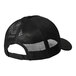 A black Port Authority trucker cap with a black mesh back.