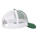 A forest green and white Port Authority trucker cap with mesh back.