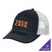 A navy and white Port Authority 5-panel trucker cap with the words "Taco Casa" in orange on the front mesh panel.