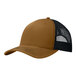 A brown Port Authority trucker cap with black mesh.
