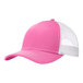 A pink and white Port Authority trucker cap.