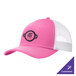 A pink Port Authority trucker cap with a white mesh back.