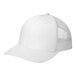 A white Sport-Tek trucker cap with a mesh back.